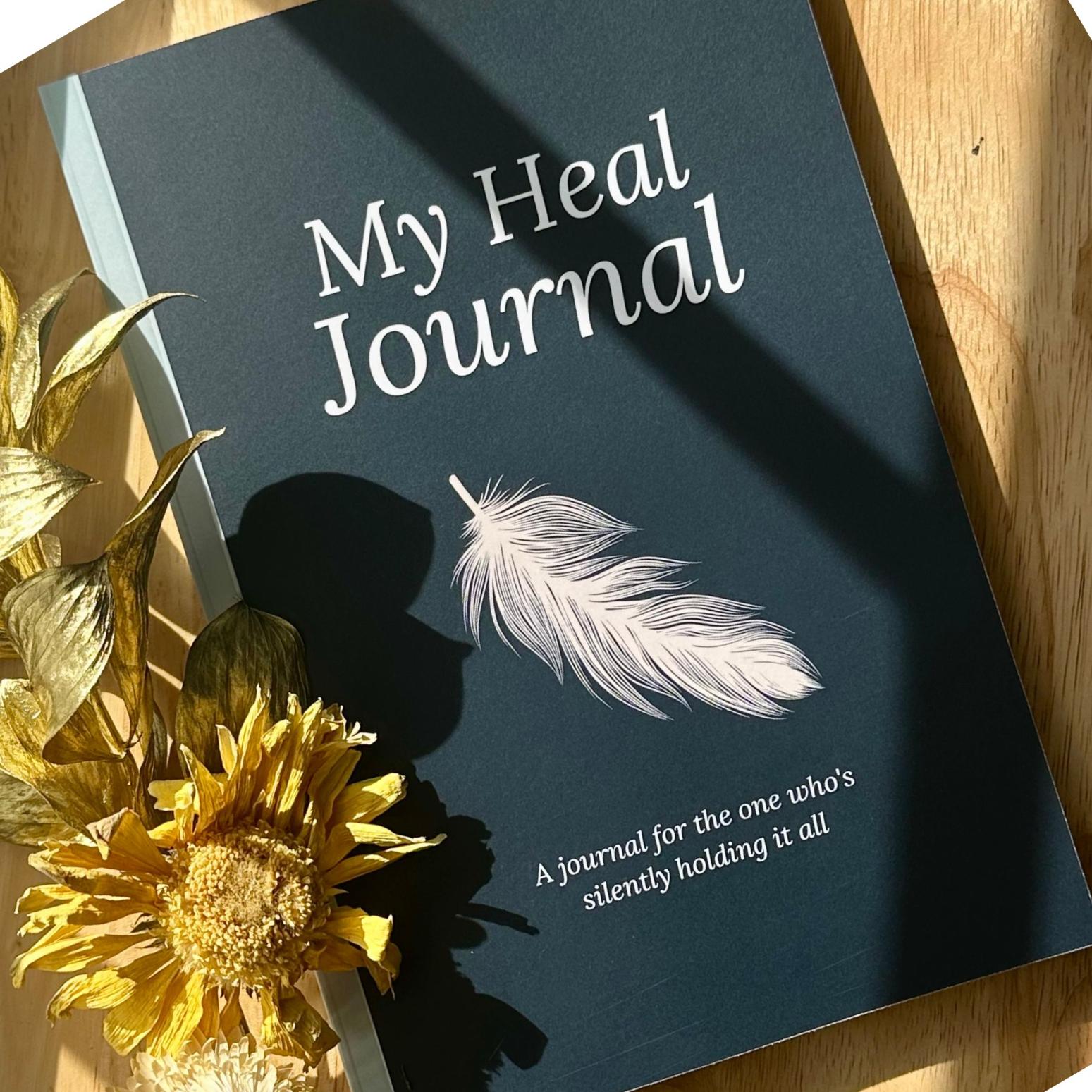 My Heal Journal physical guided healing journal for identity grief and self discovery with yellow flowers