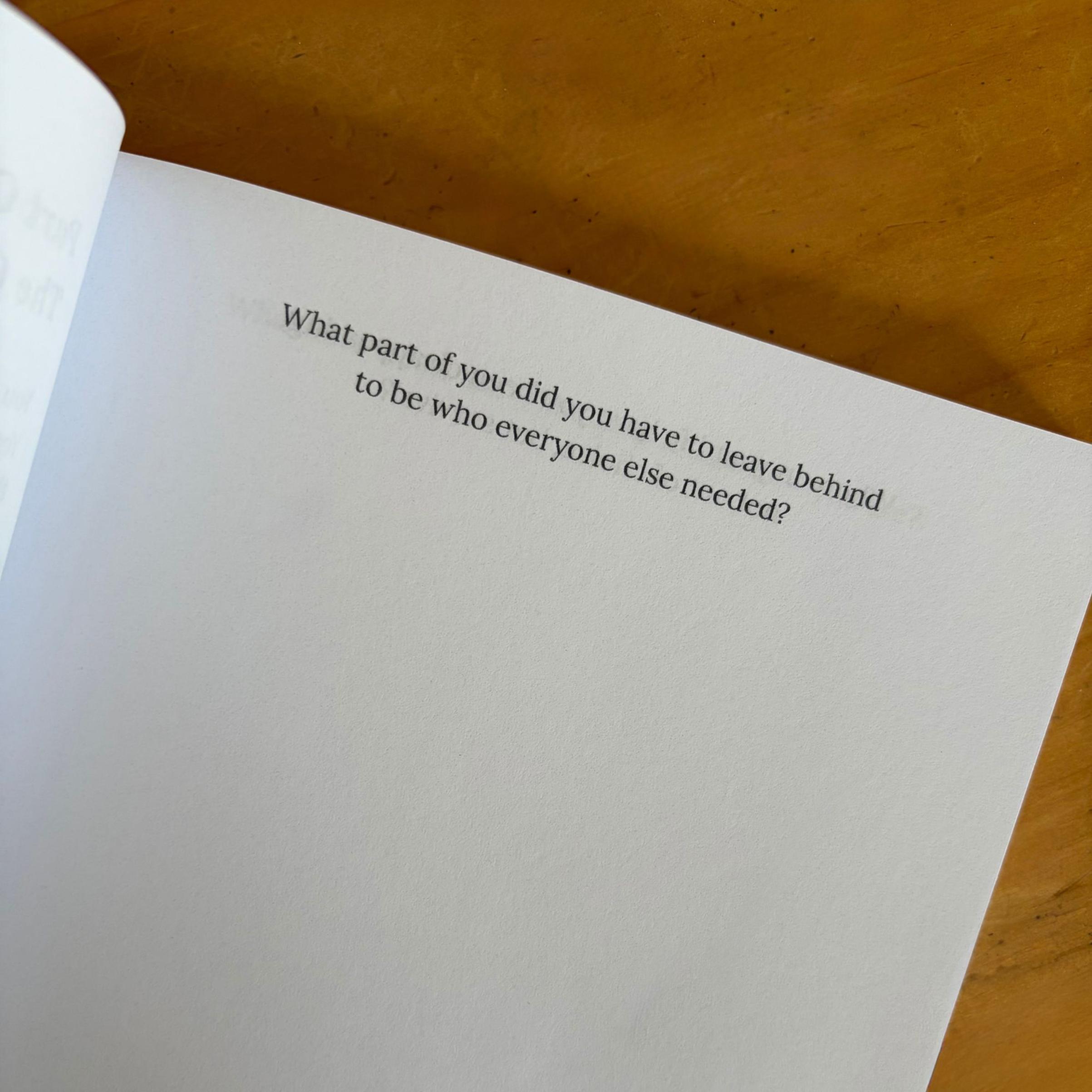 My Heal Journal open guided healing journal page with single prompt for identity loss and finding yourself