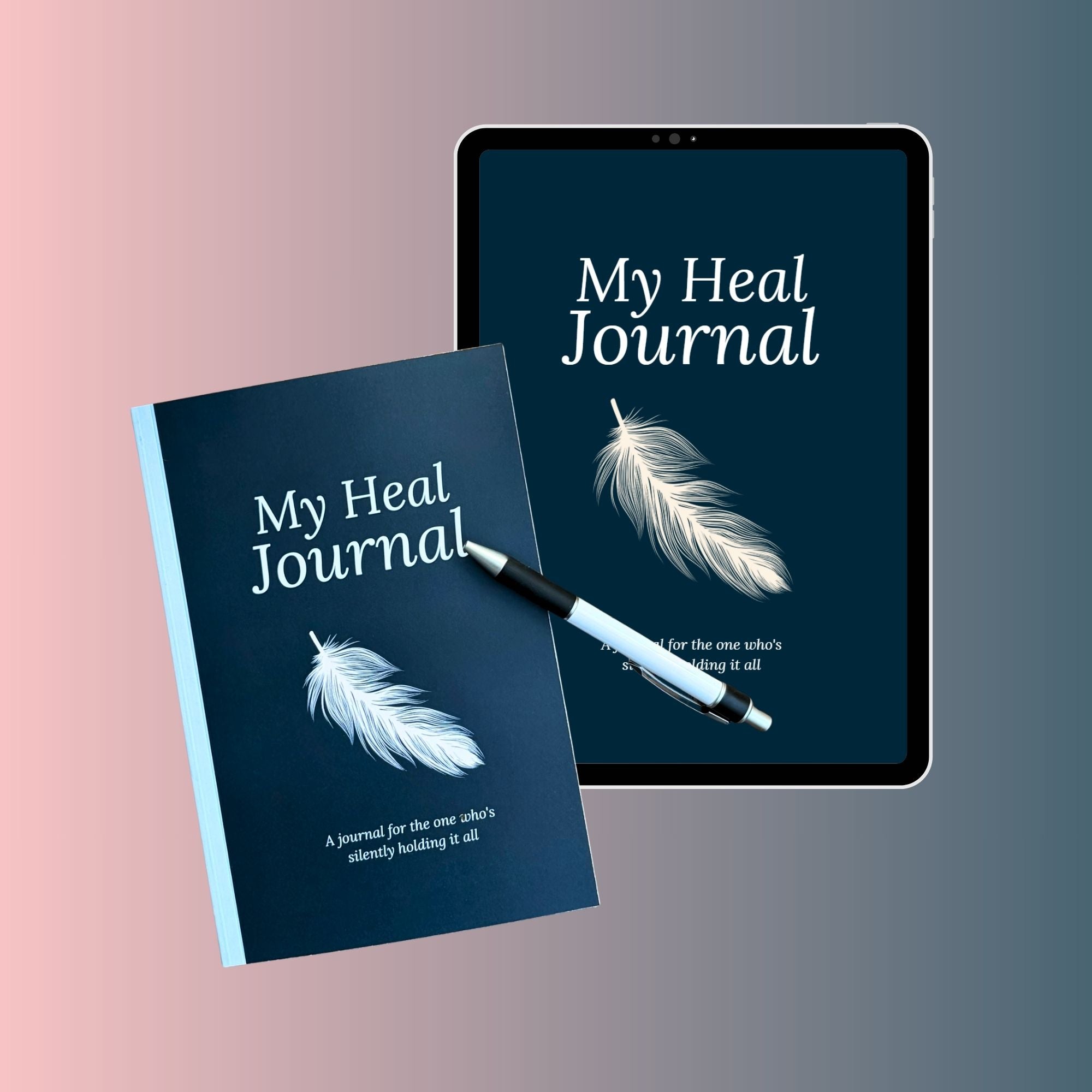 My Heal Journal Self Care Pair Bundle physical guided healing journal and digital PDF for identity grief, emotional recovery, and inner child